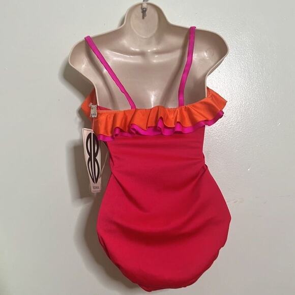 NWT VTG BILL BLASS SWIMSUIT RUFFLE COLORFUL SIZE 12‎ - Picture 2 of 5